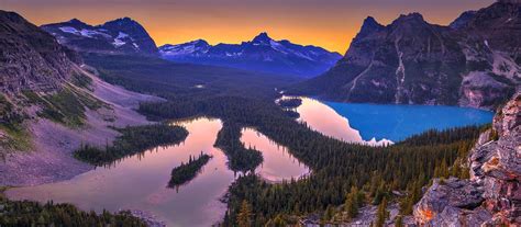 Yoho National Park British Columbia Canada Mountains Valley Lake Forest