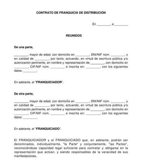 Contrato De Franquicia Modelo Formato Word Y Pdf