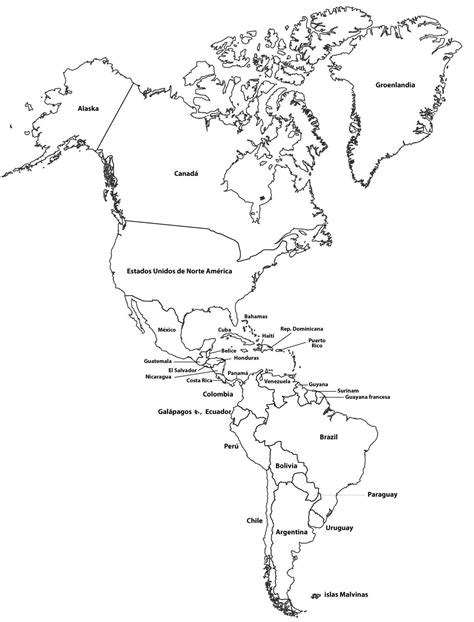 Mapa De América Blanco Y Negro Mapa De América