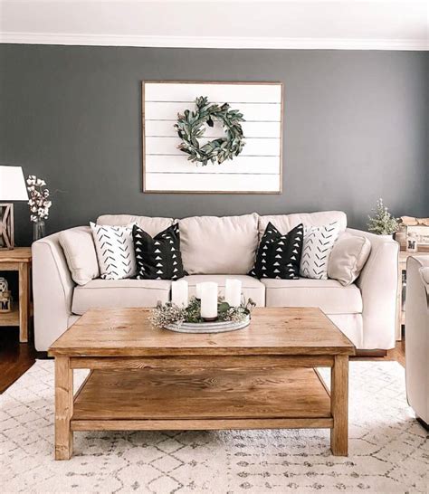 Living Room With Dark Gray Accent Wall