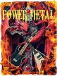 a dragon with two guitars in front of fire and the words power metal on it