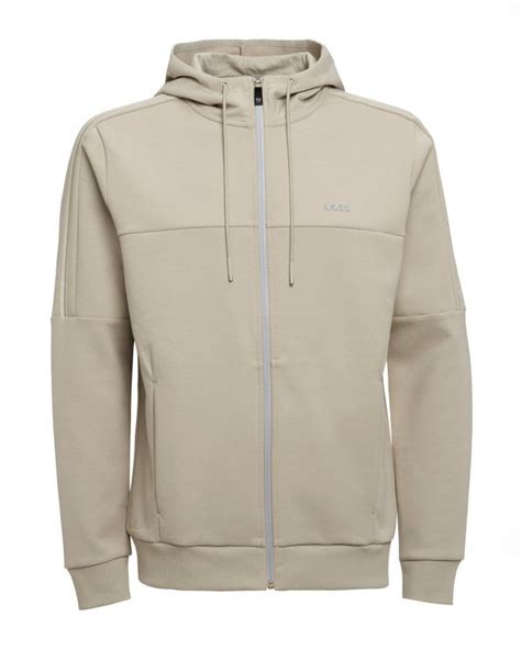 Boss Mens Saggy Zip Hoodie Beige Hooded Jacket