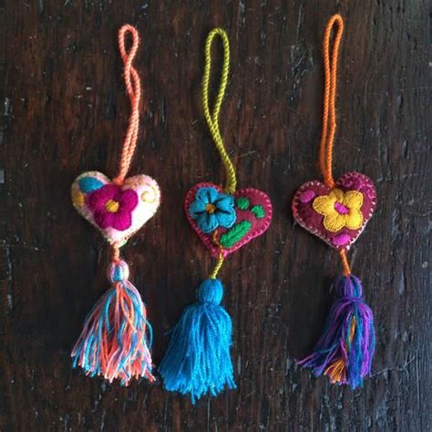 Felt Embroidered Hearts With Tassels Felt Hearts Felt Crafts Felt