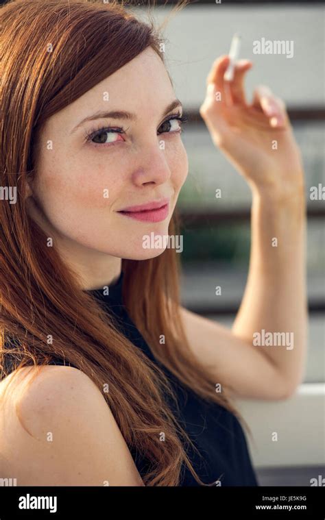 Woman Smoking Portrait Stock Photo Alamy