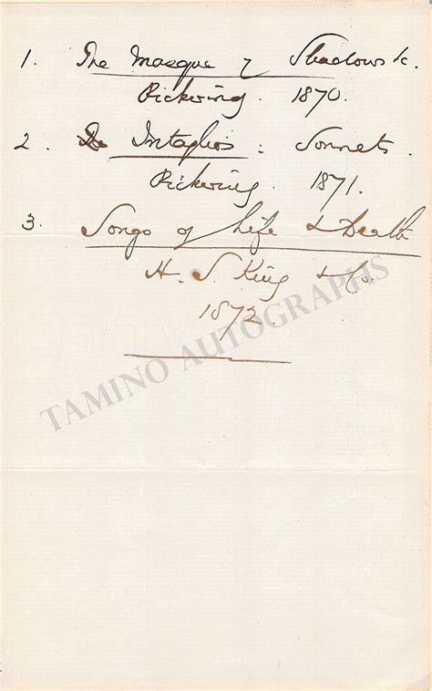 John Payne Autograph Letter Signed 1875 Tamino