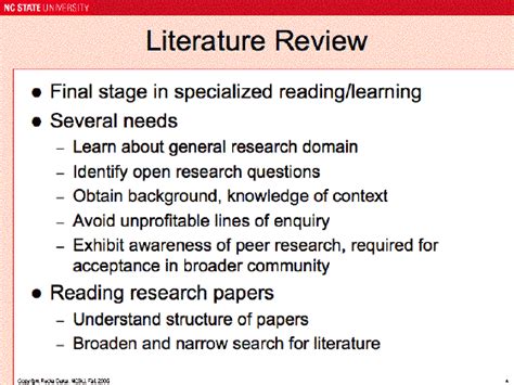 A literature review is a survey of scholarly knowledge on a topic. Research - HowTo