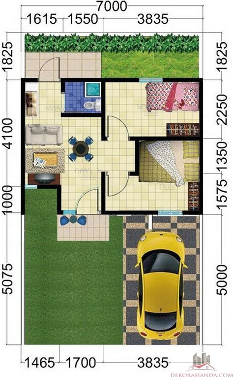 Desain rumah tipe 110 1 lantai 2 ide buat rumah pinterest via pinterest.com. Denah Rumah Minimalis 1 Lantai Ukuran 6x12 (Dengan gambar ...