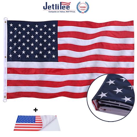 Jetlifee 8x12 Ft Us Flag 420d Polyester American Flag Embroidered Stars