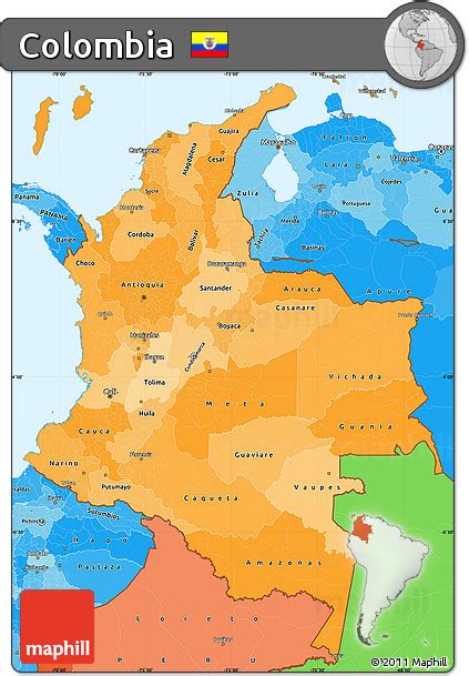 Free Political Shades Simple Map Of Colombia