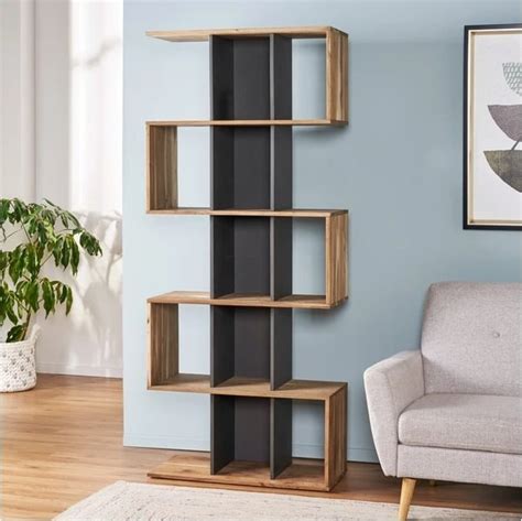 Modern Bookshelf Furniture Wooden Bookcase Shelf For Home Size 80 X
