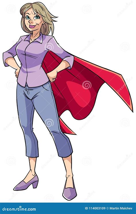 Super Grandmother Senior Woman Superhero Wearing Orange Cape Vector