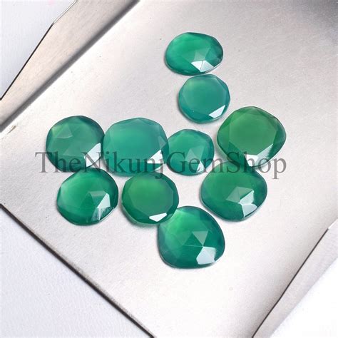 10 Pcs Wholesale Green Onyx Faceted Gemstone Lot Faceted Gemstone Mix