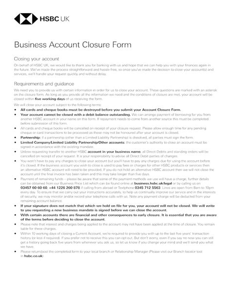 Hsbc Account Closure Form Fill Online Printable Fillable Blank