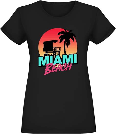 Miami Beach T Shirt For Women 100 Soft Cotton High Quality Dtg