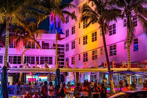 Miami Beach Florida Usa Night Life In South Beach Precinct Editorial Stock Image Image Of