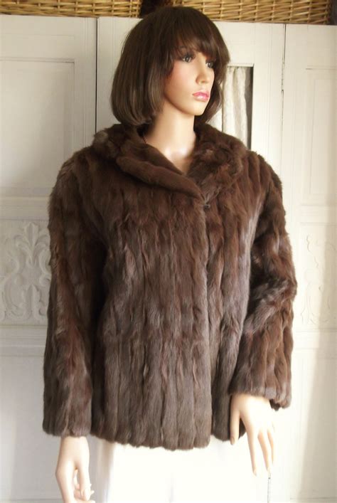 Vintage 50s Chocolate Brown Ermine Fur Coat Ermine Fur Jacket