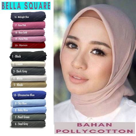 jual hijab bella square jilbab segi empat warna lengkap shopee indonesia