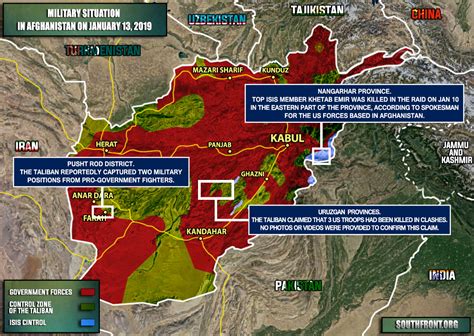 Afganistan mapa je konečný mapu detektor. Military Situation In Afghanistan On January 13, 2019 (Map ...