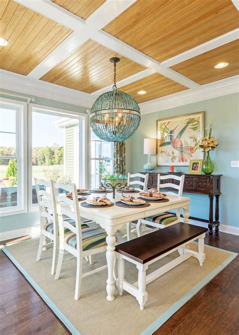 Love The Paneled Ceiling In This Dining Nook Luxury Beach Living