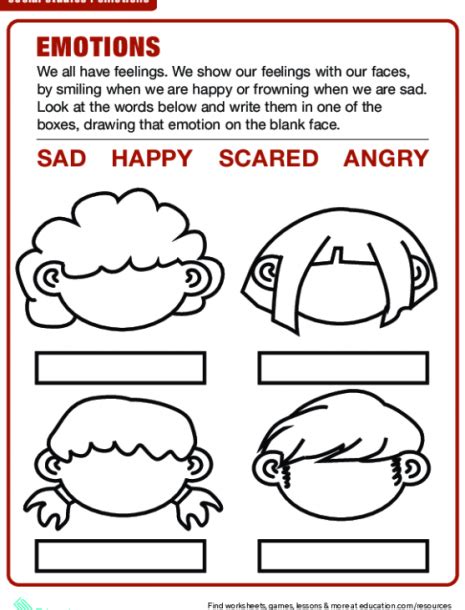 Identifying Your Feelings Worksheet Printable