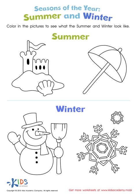 Summer And Winter Worksheet Free Printable Pdf For Kids