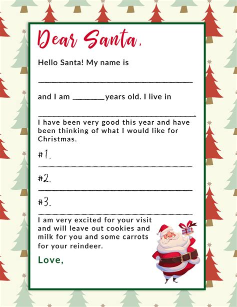 Free Printable Letter To Santa Template Black And White