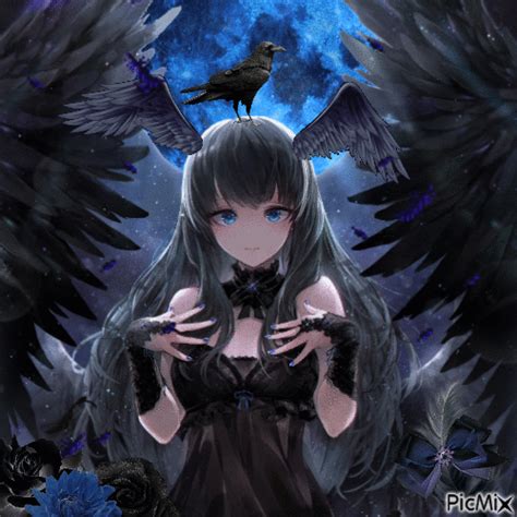 Dark Angel With Raven Free Animated  Picmix