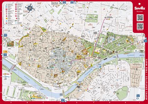Vous pouvéz selectioner les marqueurs de chaque catégorie. Plan de Séville: Office du Tourisme, Bus, imprimable et PDF