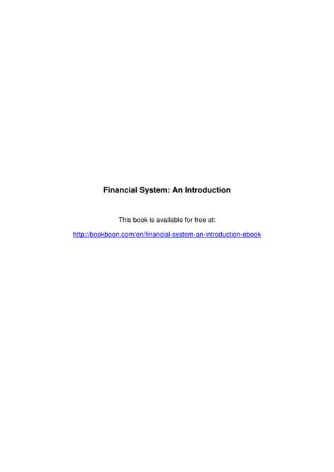 Pdf Financial System An Introduction
