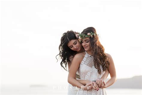 Pin Em Santorini Sunset Lesbian Wedding Engagement