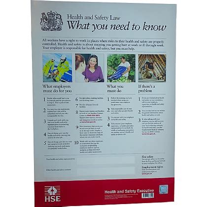 Employers have a legal duty under the health and safety information for employees regulations (hsier) to display the poster in a prominent position in each workplace or provide each worker with a copy of the equivalent leaflet outlining british health and safety laws. Health and Safety Law Poster - A3 format | Health & Safety ...