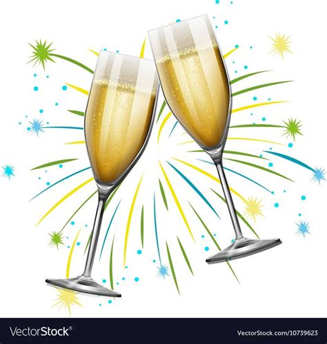 Two Glasses Of Champagne With Firework Background Download A Free