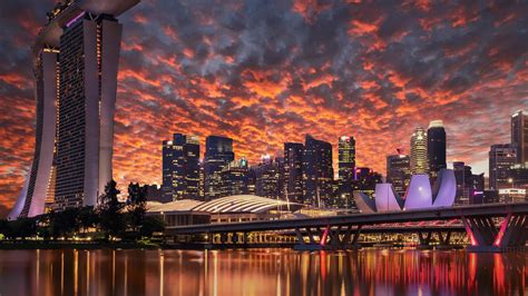 Singapore Skyscrapers Marina Bay Sands Evening 4k Hd Travel Wallpapers