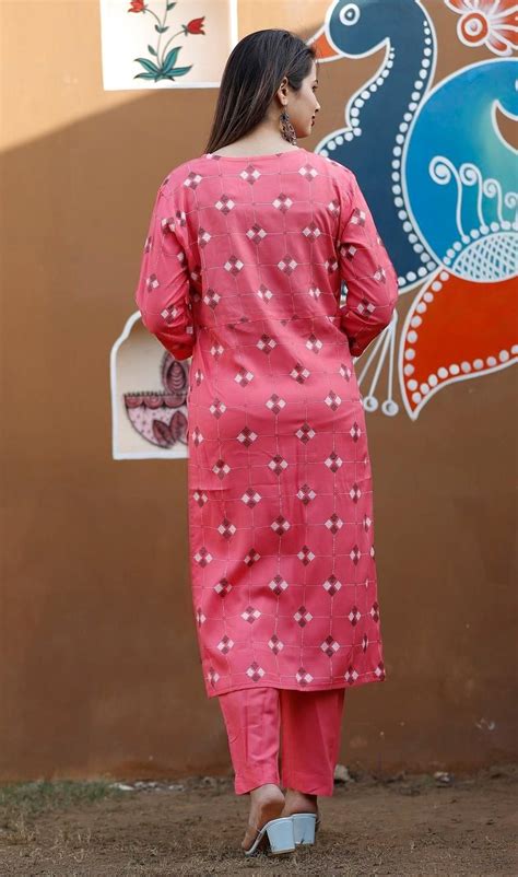 Ethnic Cotton Printed Kurti Pant Set Zeronear