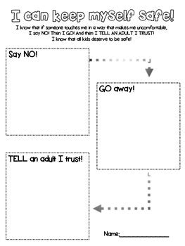 Safe Touch Worksheet (Steps to Keep Kids Safe with No, Go, Tell)