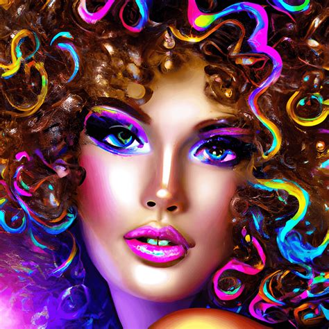 Beautiful Woman With Curly Hair Flawless Skin Big Beautiful Eyes Colorful Complimentarycolors