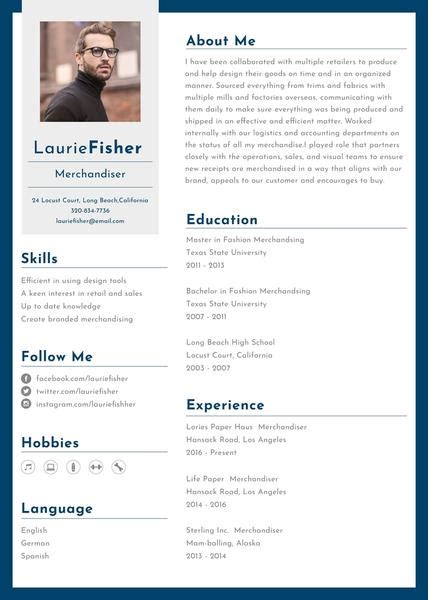 Free Garment Merchandiser Resume Cv Template In Photoshop