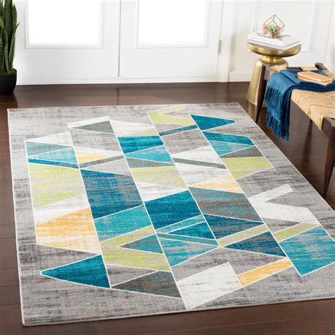 Rafetus Modern Teal Lime Area Rug Contemporary Area Rugs By Gwg