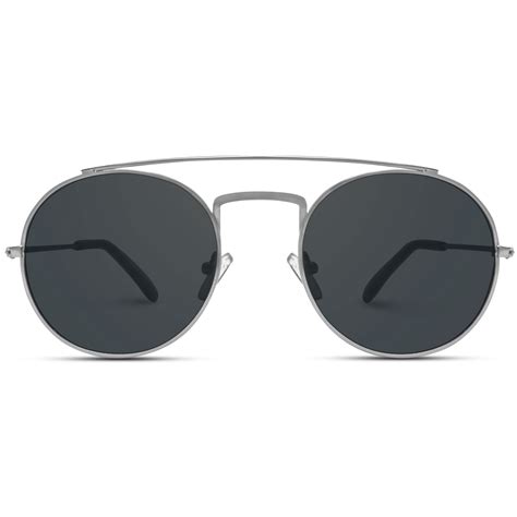 Double Bridge Round Retro Metal Frame Sunglasses Silver Frame The Andy Is A Stylish And Retro