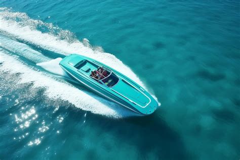 Premium Ai Image Speed Boat Floating Turquoise Water