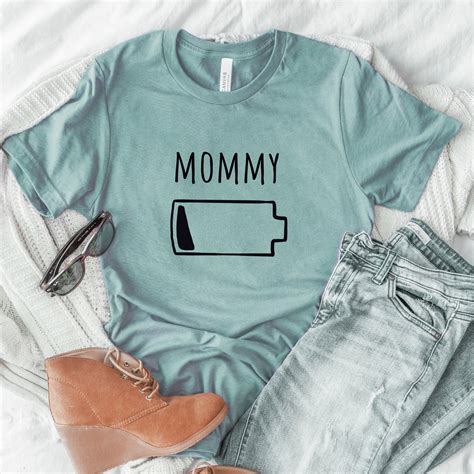 Funny Tired Mom Low Battery T Shirt Trendy Mom Life T Shirts Etsy