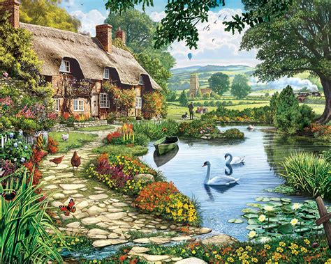 White Mountain Puzzles Lakeside Cottage 1000 Piece Jigsaw Puzzle