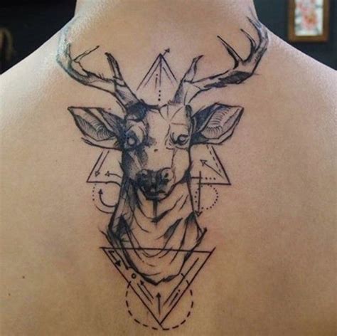 21 Amazing Geometric Deer Tattoo Designs Petpress Deer Tattoo