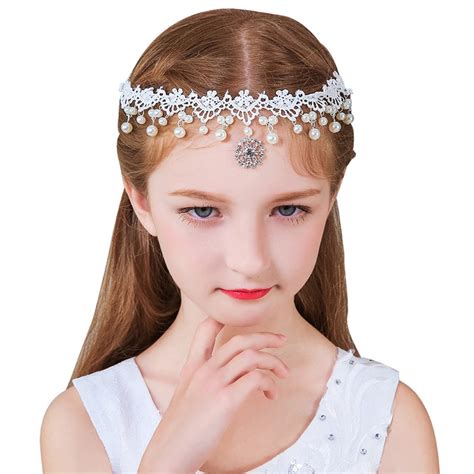 In Stock Rhinestone Pearls Wedding Flower Girl Tiara Headband Kids