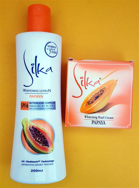 Silka Skin Whitening Papaya Lotion 200ml And Silka Pearl Papaya Cream