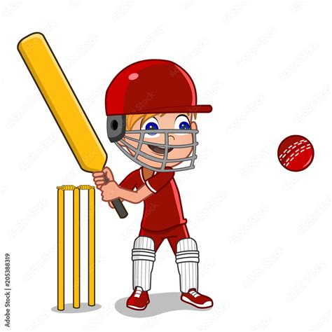 Cartoon Boy Playing Cricket Stock Vector Adobe Stock
