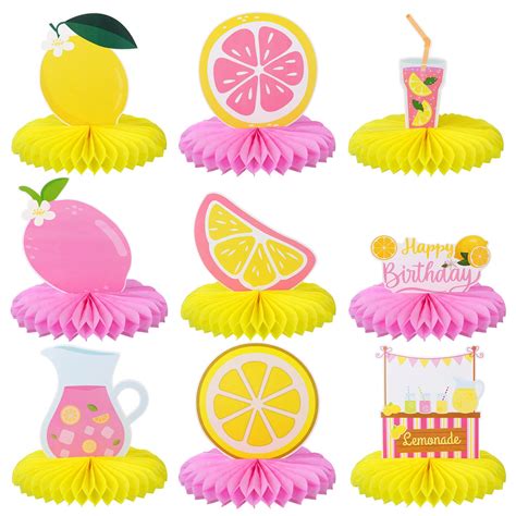 Buy 9 Pcs Pink Lemonade Party Honeycomb Centerpieces Lemon Honeycomb
