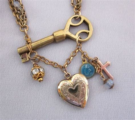 Vintage Assemblage Locket Religious Necklace One Of A Kind By