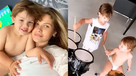 Incentivados Pela Mãe Filhos De Andressa Suita E Gusttavo Lima Se Divertem Tocando Instrumentos