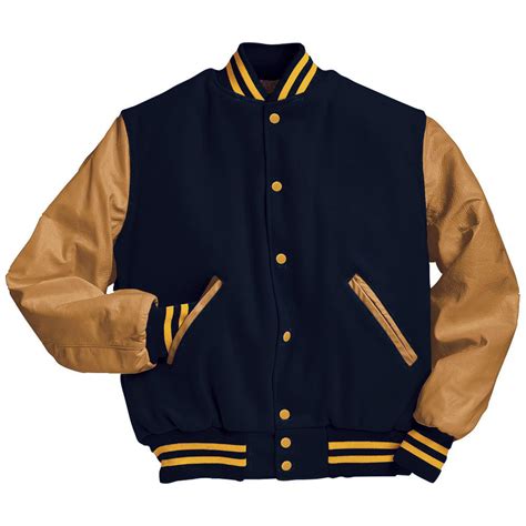 Dark Navy And Light Gold Varsity Letterman Jacket